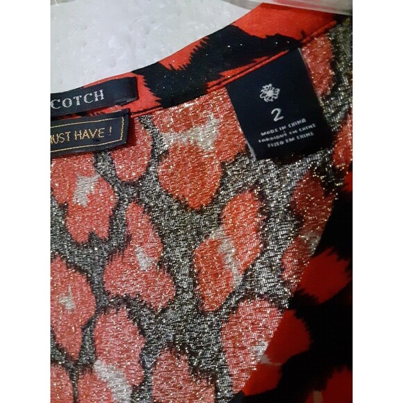 Maison Scotch Marie's must have silk leopard print 2 loose fit blouse Red gold - Picture 5 of 11